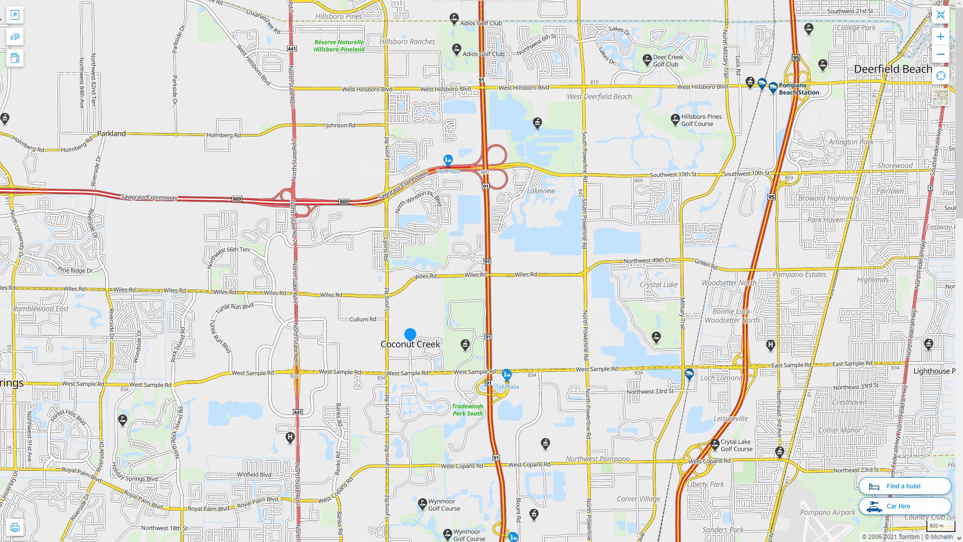 Coconut Creek Florida Highway and Road Map